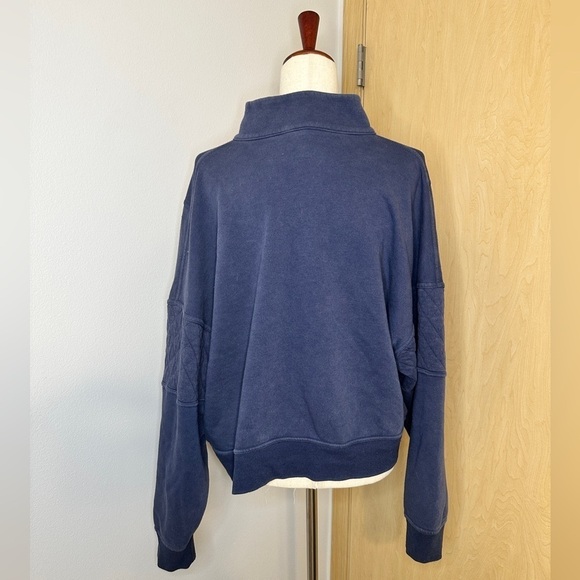 WILD Fable Women’s Sz XXL Cropped Drop Shoulder 1/4 Zip Pullover Sweatshirt Navy - Picture 3 of 7